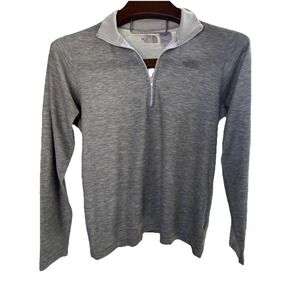 The North Face Womens Sweater Medium Gray Quarter Zip Pullover‎ Logo Heathered